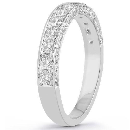 14K White Solid Gold Womens Diamond Wedding Ring Band 1.05 Ctw