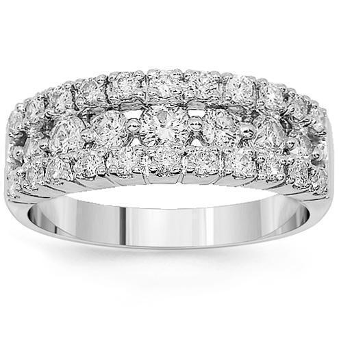 14K White Solid Gold Womens Diamond Wedding Ring Band 1.07 Ctw