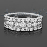 Thumbnail for 14K White Solid Gold Womens Diamond Wedding Ring Band 1.07 Ctw
