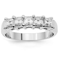 Thumbnail for 14K White Solid Gold Womens Five Stone Diamond Anniversary Band 1.50 Ctw