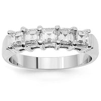 Thumbnail for 14K White Solid Gold Womens Five Stone Diamond Anniversary Band 1.50 Ctw