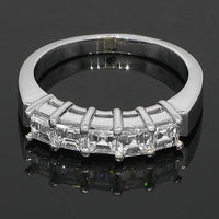 Thumbnail for 14K White Solid Gold Womens Five Stone Diamond Anniversary Band 1.50 Ctw