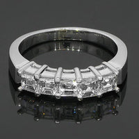 Thumbnail for 14K White Solid Gold Womens Five Stone Diamond Anniversary Band 1.50 Ctw