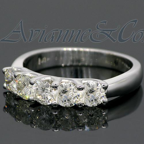 14K White Solid Gold Womens Five Stone Diamond Anniversary Ring 1.25 Ctw