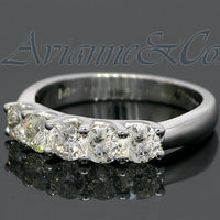 Thumbnail for 14K White Solid Gold Womens Five Stone Diamond Anniversary Ring 1.25 Ctw