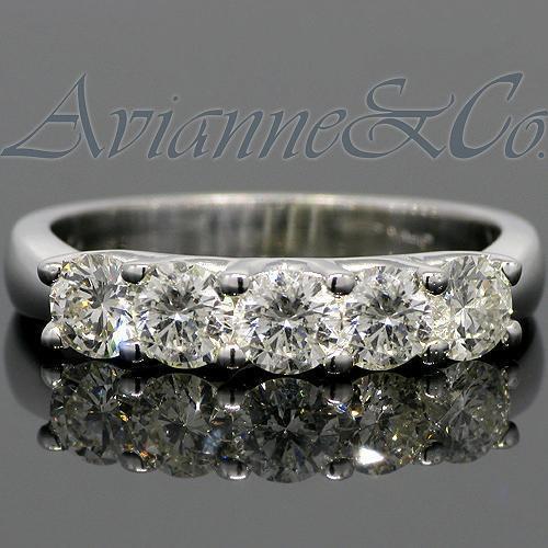 14K White Solid Gold Womens Five Stone Diamond Anniversary Ring 1.25 Ctw