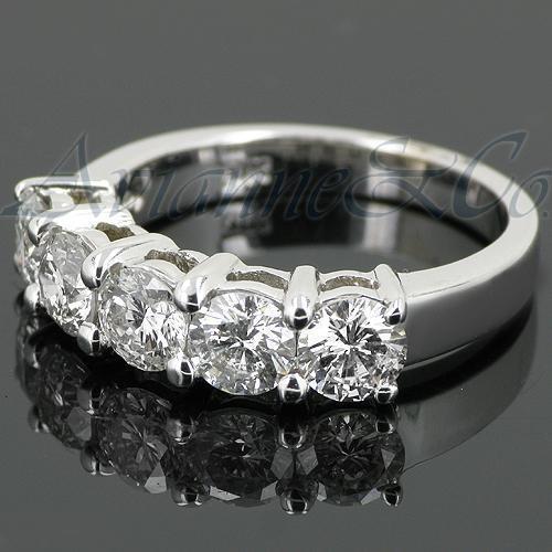14K White Solid Gold Womens Five Stone Diamond Anniversary Ring 1.70 Ctw