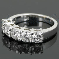 Thumbnail for 14K White Solid Gold Womens Five Stone Diamond Anniversary Ring 1.70 Ctw