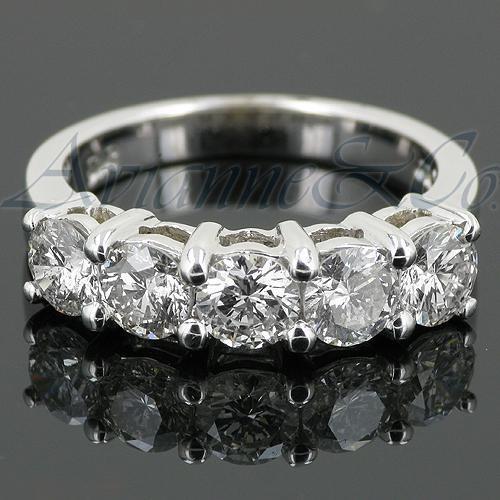 14K White Solid Gold Womens Five Stone Diamond Anniversary Ring 1.70 Ctw