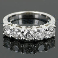 Thumbnail for 14K White Solid Gold Womens Five Stone Diamond Anniversary Ring 1.70 Ctw