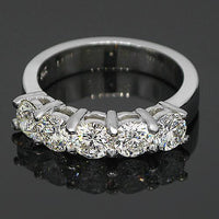 Thumbnail for 14K White Solid Gold Womens Five Stone Diamond Anniversary Ring 1.85 Ctw