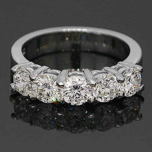 14K White Solid Gold Womens Five Stone Diamond Anniversary Ring 1.85 Ctw