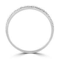 Thumbnail for White 14K White Solid Gold Womens Small Diamond Petite Pave Wedding Band 0.20 Ctw