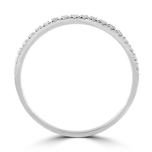 White 14K White Solid Gold Womens Small Diamond Petite Pave Wedding Band 0.20 Ctw
