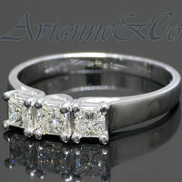 Thumbnail for 14K White Solid Gold Womens Three Stone Diamond Anniversary Ring 0.59 Ctw