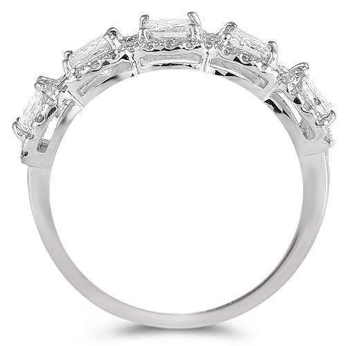 14K White Solid Gold Womens Wedding Ring Band With Round And Princess Cut Diamonds 1.69 Ctw