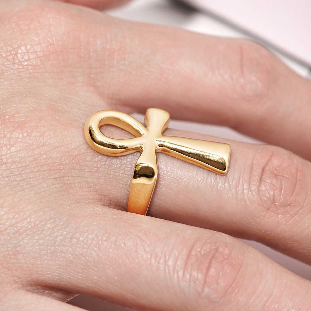 14k Yellow Gold Ankh Ring