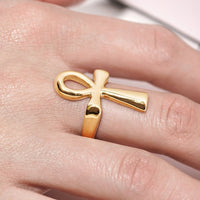 Thumbnail for 14k Yellow Gold Ankh Ring