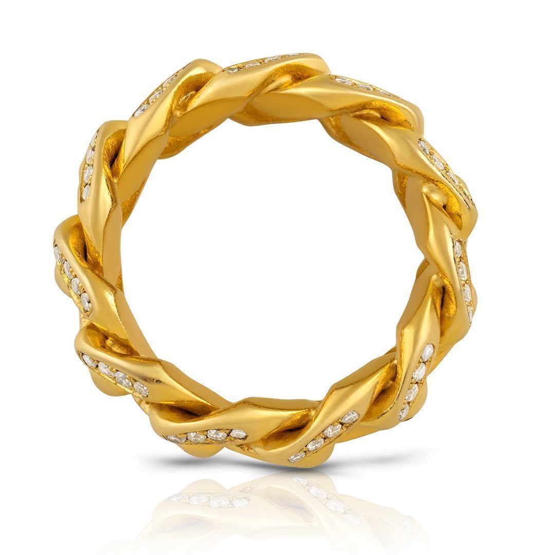 14k Yellow Gold Cuban Link Ring 1.50 Ctw