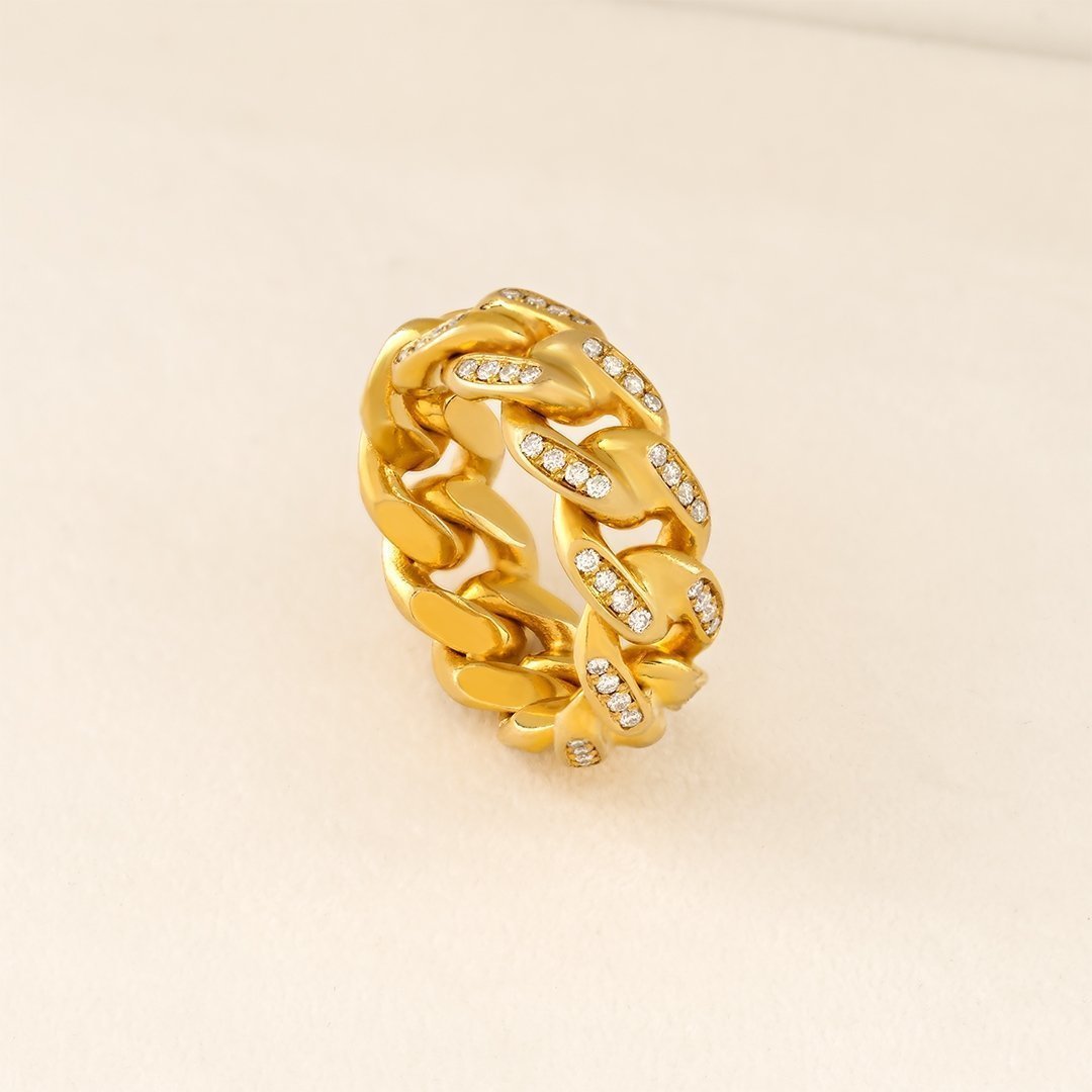 14k Yellow Gold Diamond Cuban Link Ring – Avianne Jewelers