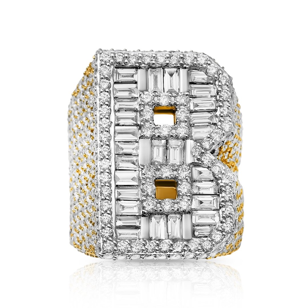 Mens diamond initial ring Clearance