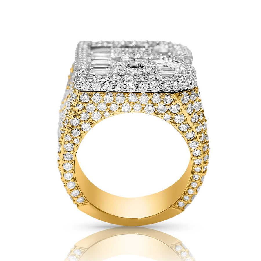 14K YELLOW GOLD DIAMOND INITIAL B RING 9.85 CTW