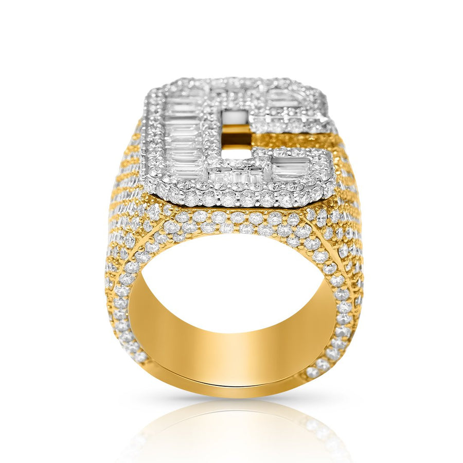 14K YELLOW GOLD DIAMOND INITIAL C RING 10.05 CTW
