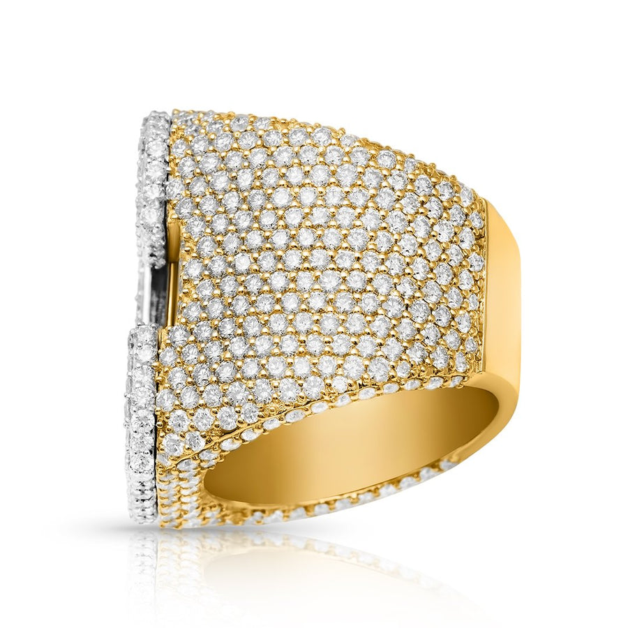 14K YELLOW GOLD DIAMOND INITIAL C RING 10.05 CTW