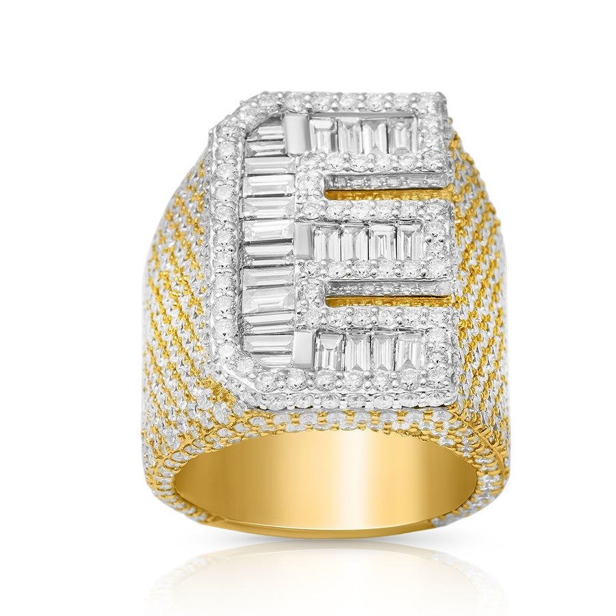 14K YELLOW GOLD DIAMOND INITIAL E RING 9.85 CTW