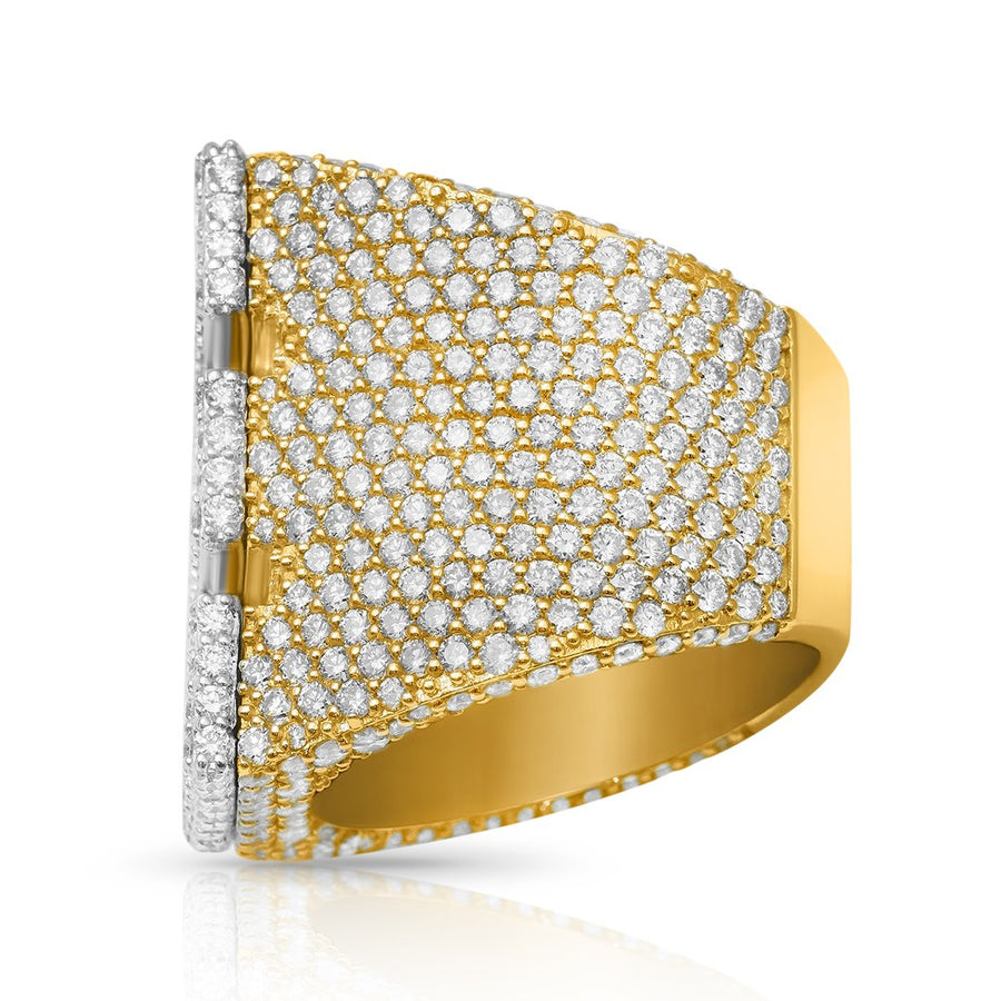 14K YELLOW GOLD DIAMOND INITIAL E RING 9.85 CTW