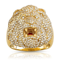Thumbnail for 14k Yellow Gold Diamond Lion Ring 2.75 Ctw