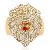 Thumbnail for 14k Yellow Gold Diamond Lion Ring 2 Ctw