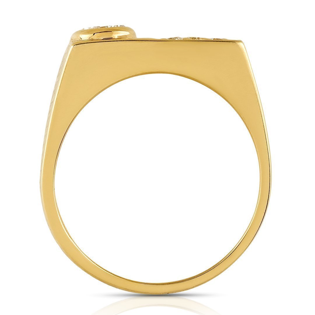 14K Yellow Gold Mens Diamond Pinky Ring 0.75 Ctw