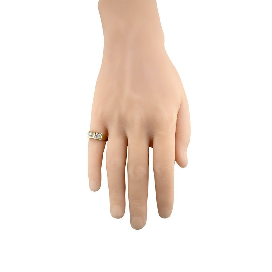 14K Yellow Gold Mens Diamond Pinky Ring 0.75 Ctw