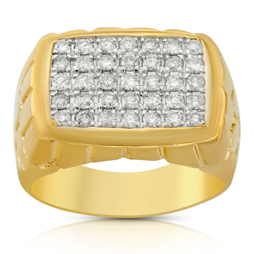 14K Yellow Gold Mens Diamond Pinky Ring 1.50 Ctw