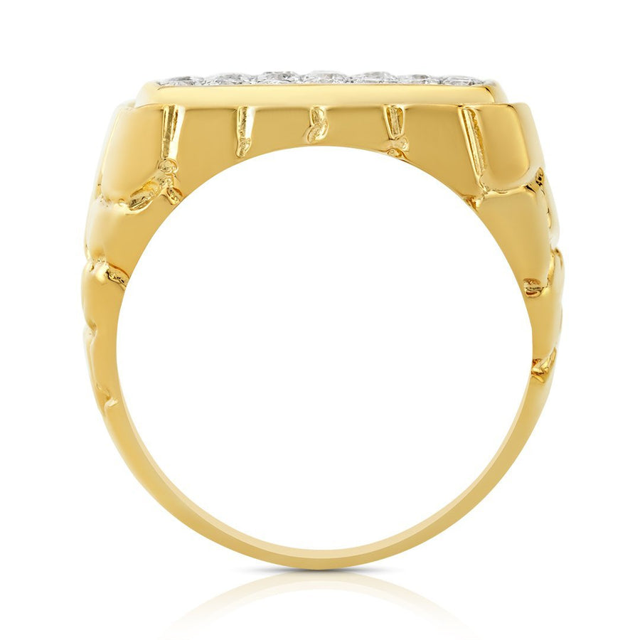 14K Yellow Gold Mens Diamond Pinky Ring 1.50 Ctw