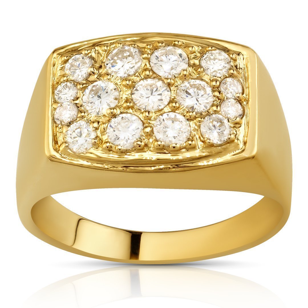 14K Yellow Gold Mens Diamond Ring 2.50 Ctw