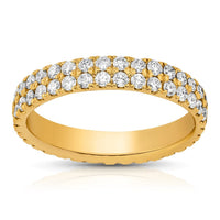 Thumbnail for 14K Yellow Gold Two Row Eternity Diamond Band 1.25 Ctw