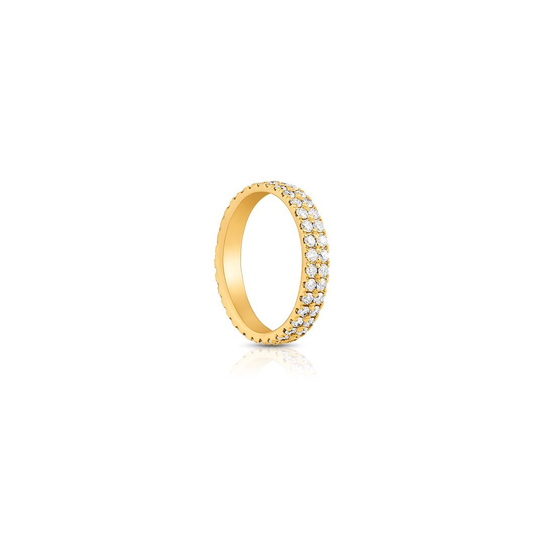 14K Yellow Gold Two Row Eternity Diamond Band 1.25 Ctw