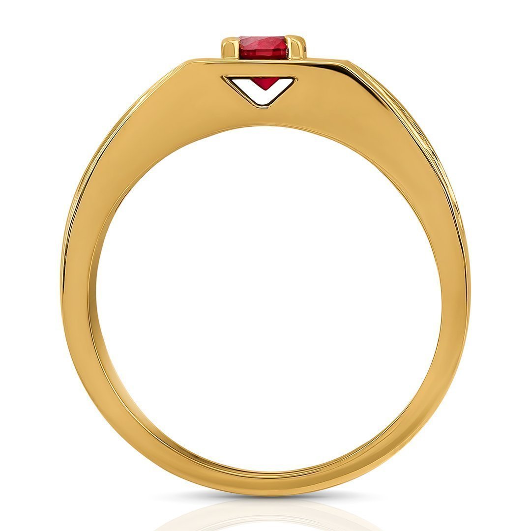 14k Yellow Semi-Pressure Ruby Ring
