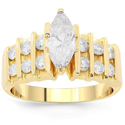 14K Yellow Solid Gold Beautiful Diamond Engagement Ring 1.85 Ctw