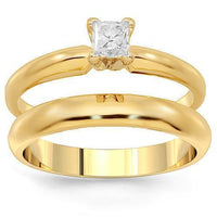 Thumbnail for 14K Yellow Solid Gold Diamond Bridal Ring Set 0.25 Ctw