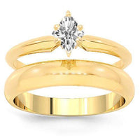 Thumbnail for 14K Yellow Solid Gold Diamond Bridal Ring Set 0.25 Ctw