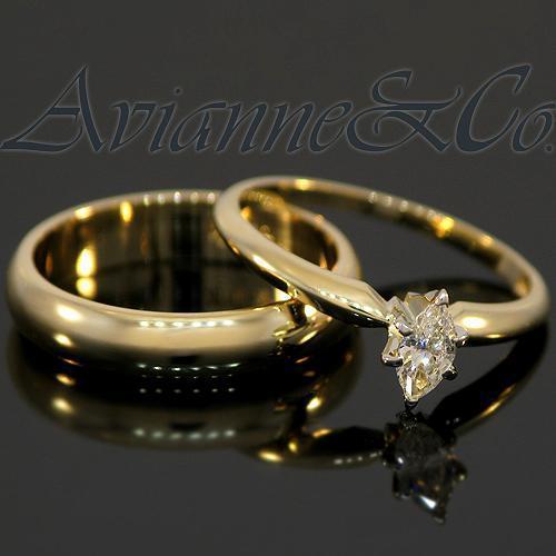 14K Yellow Solid Gold Diamond Bridal Ring Set 0.25 Ctw