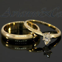 Thumbnail for 14K Yellow Solid Gold Diamond Bridal Ring Set 0.25 Ctw