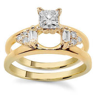 Thumbnail for 14K Yellow Solid Gold Diamond Bridal Ring Set 0.75 Ctw