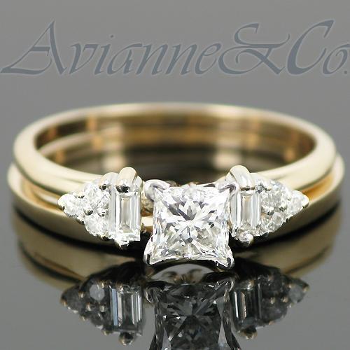 14K Yellow Solid Gold Diamond Bridal Ring Set 0.75 Ctw