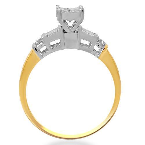 14K Yellow Solid Gold Diamond Bridal Ring Set 0.79 Ctw