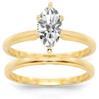 Thumbnail for 14K Yellow Solid Gold Diamond Bridal Ring Set 0.99 Ctw