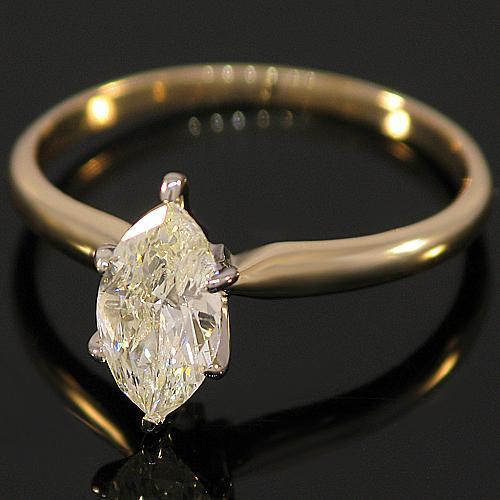14K Yellow Solid Gold Diamond Bridal Ring Set 0.99 Ctw